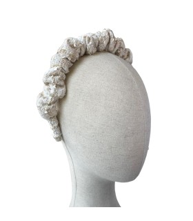 Diadema Fruncida Cuadros Beige