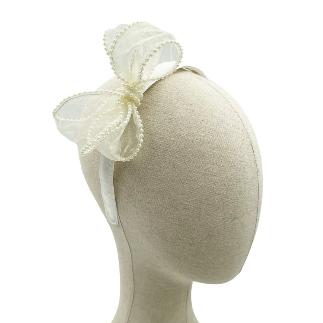 Diadema Lazo Mariposa Tul Perlitas