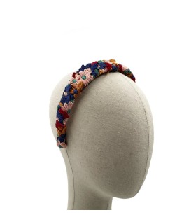 Diadema Drapeada Flores Bordadas