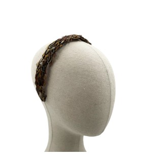 Diadema Estrecha Plumas Brillantes