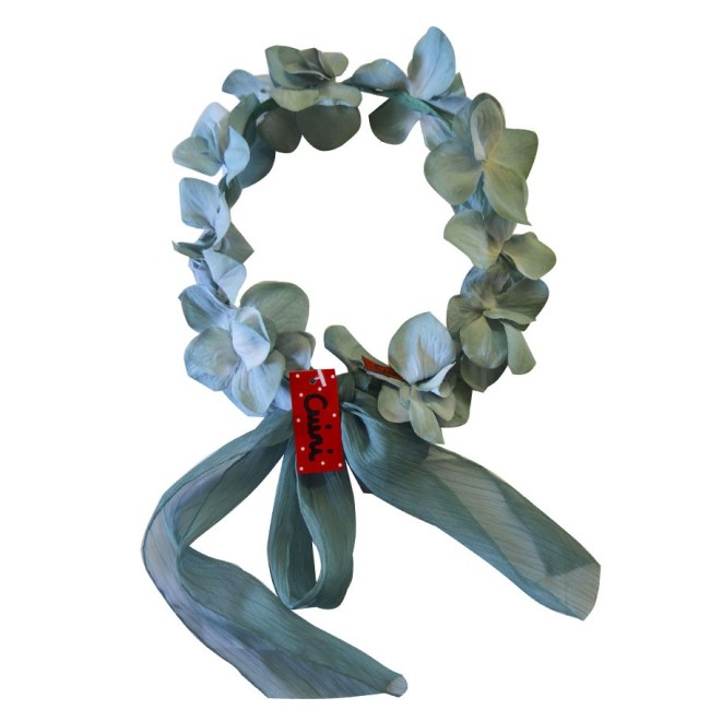 Corona Hortensias con Lazada de Chiffon